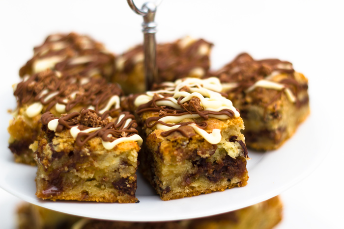 Toffee Crisp and Chocolate Chip Cheesecake Cookie Bars