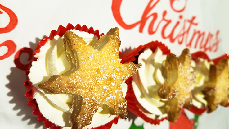 Mince pie cupcakes with a fresh cream and brandy frosting